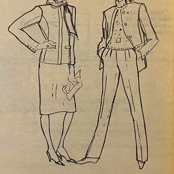 Simplicity 7181 Pattern Jacket Pant Skirt Scarf Miss 14 Vintage Pockets Long - Picture 4 of 6